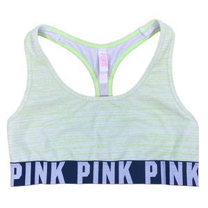 Victoria’s Secret PINK Heathered Neon Green Racerback Sports Bra - Size Small